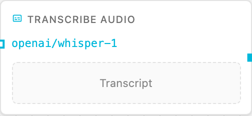 Transcribe Audio node card