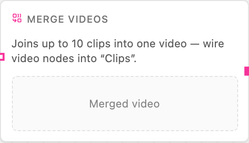 Merge Videos node card